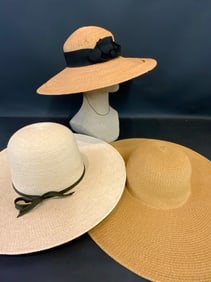 Three Wide Brim Straw Hats