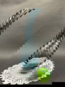 Danish Modern Curved Neck Blue Art Glass Vase: Danish Modern Curved Neck Blue Art Glass Vase. Dimensions: 15” x 5”