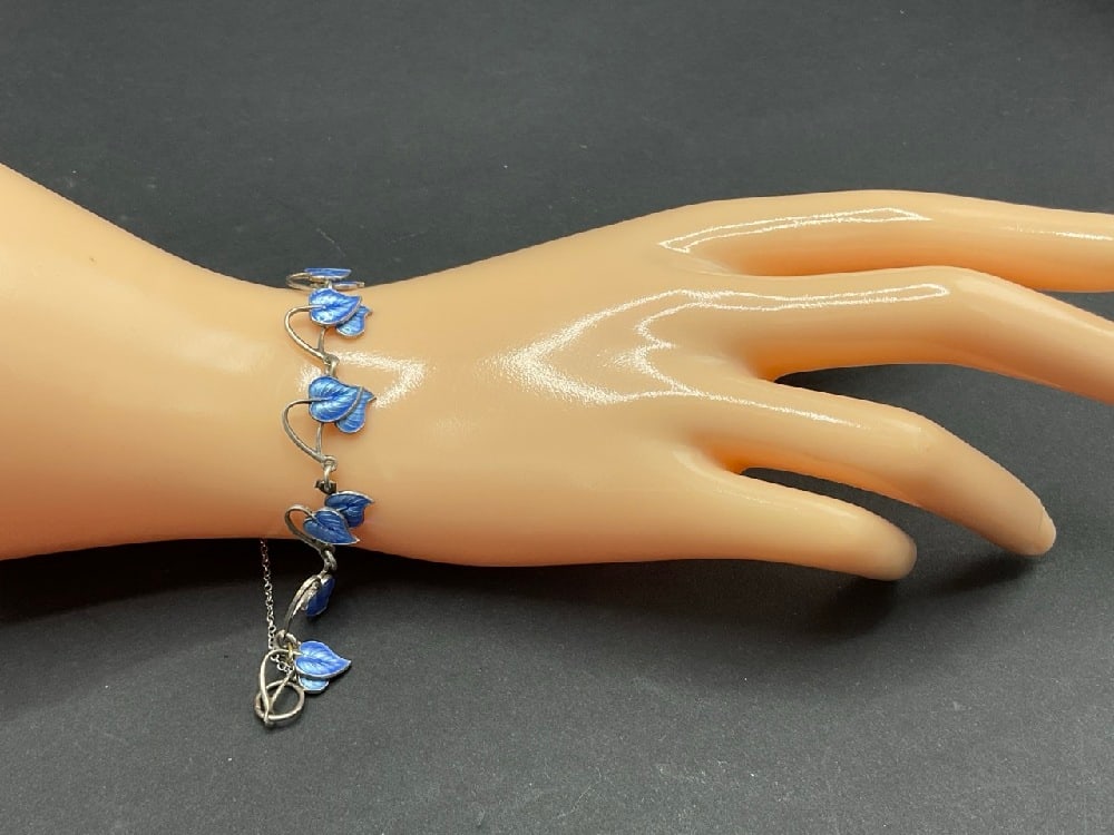 Norwegian VB Denmark Blue Guilloche Enamel Bracelet: Norwegian VB Denmark Blue Guilloche Enamel Bracelet.Dimensions: 7 1/2”.Total weight: 13.43 grams.