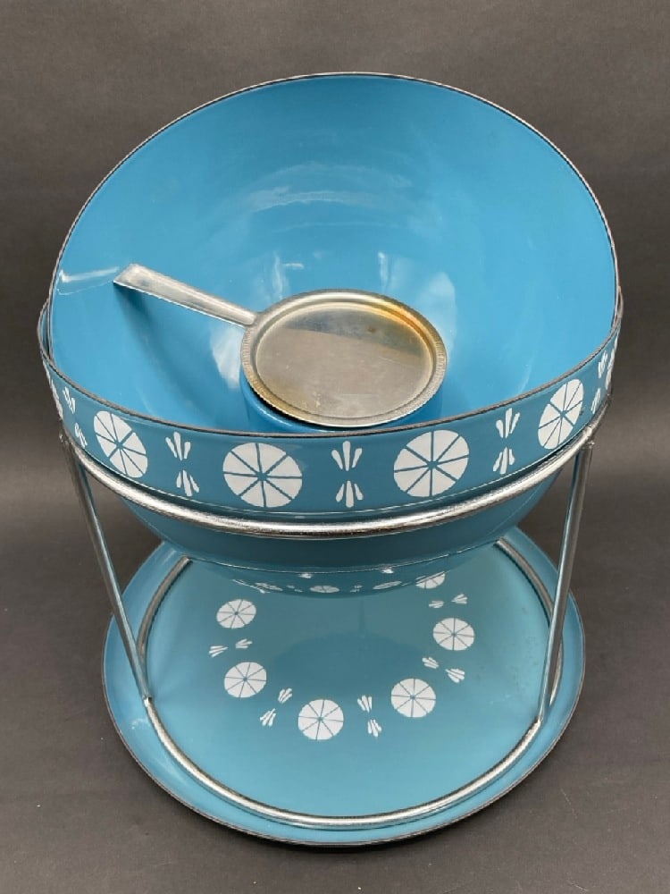 Rare Vintage CatherineHolm Turquoise Enameled Fondue Set (1 of 5)