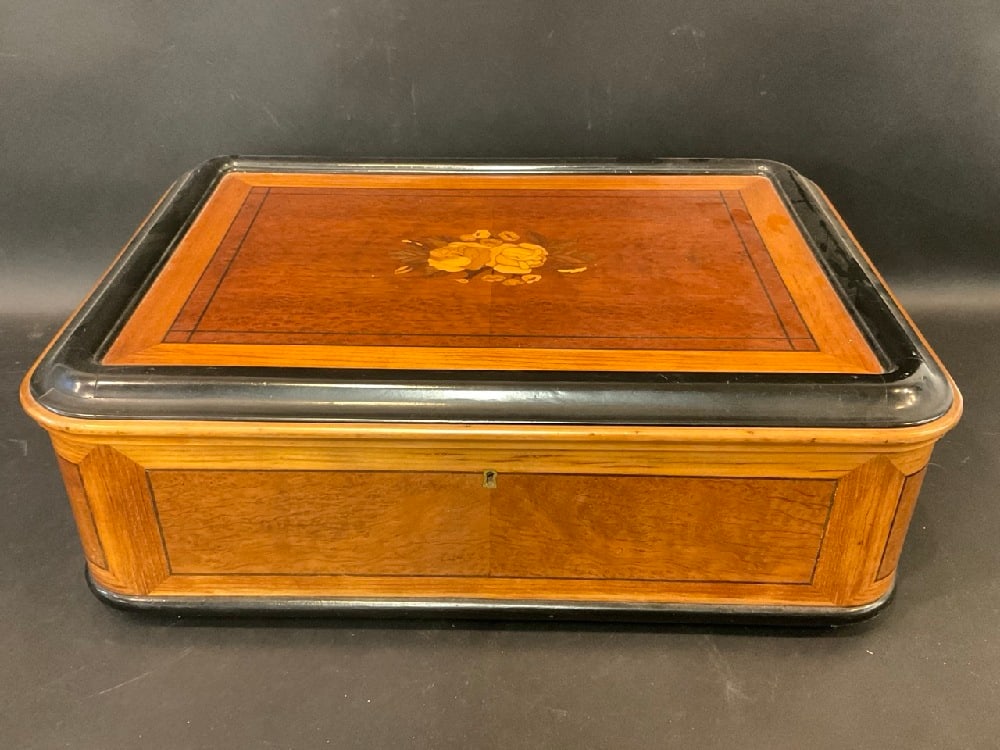 Marquetry Inlaid Large Walnut Box (1 of 4)