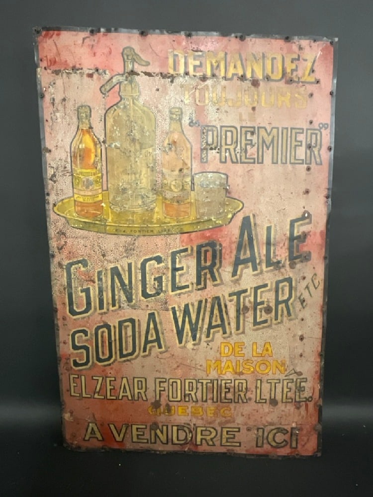 Vintage Tin Premier Ginger Ale Soda Water Sign From Elzear Fortier Ltée (1 of 4)