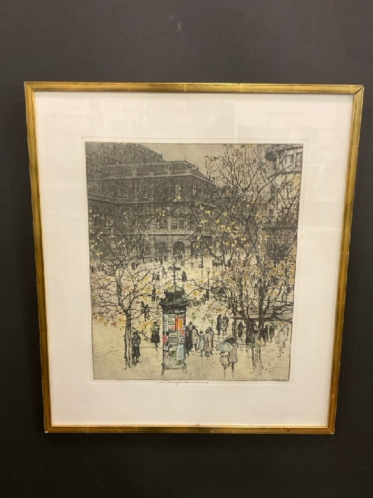 Luigi Kasimir “Vienna State Opera?? Color Etching Framed c. October 1922 (1 of 5)