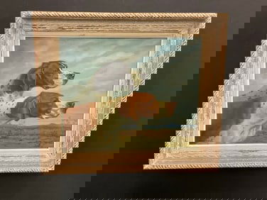 Jacques Cartier (French, 1907-2001) Hunt Dogs Portrait in Landscape