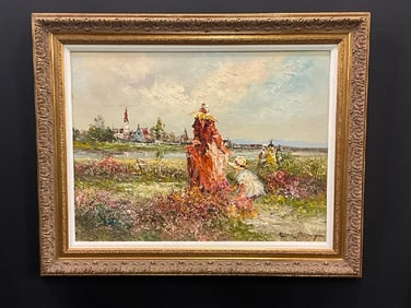 Marie Charlot (French, 20th c.) Mother and Daughter Landscape Painting