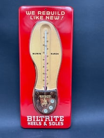 BILTRITE Heels and Soles Advertising Tin Thermometer