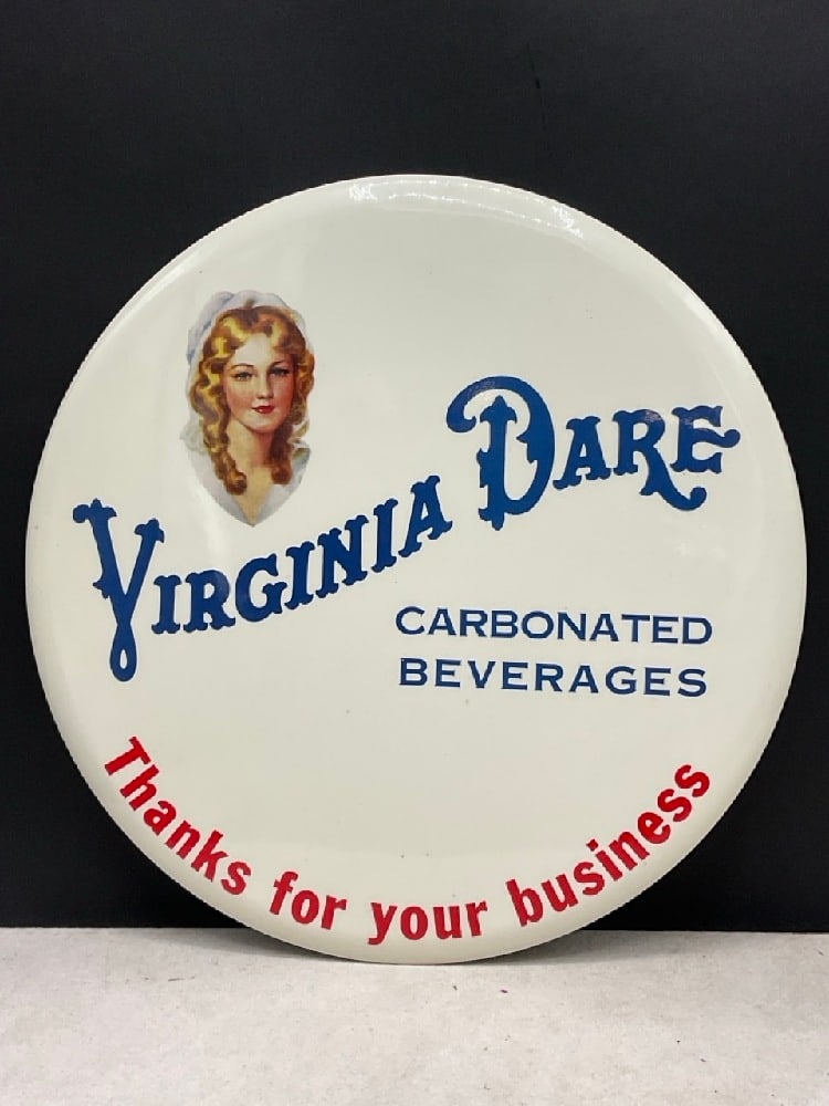 Vintage Virginia Dare Carbonated Beverages Button Sign (1 of 4)