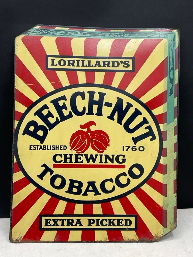 Vintage Advertising Beech-Nut Tobacco Extra Picked Tin Sign (1 of 3)