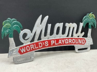Vintage Aluminum “Miami?? License Plate Topper