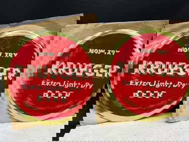 Vintage Kruger Beer Advertising Signs Buttons