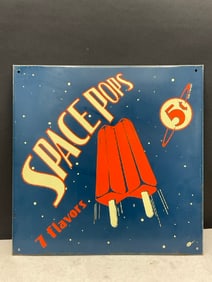 Vintage Space Pops 5C Advertising Metal Sign