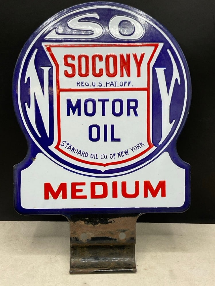 Vintage Enameled Socony Motor Oil Medium Sign (1 of 4)