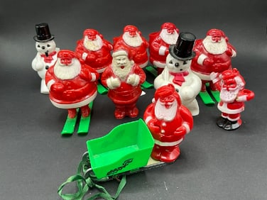 Vintage Rosbro Plastics Santa & Snowman Candy Container Lot