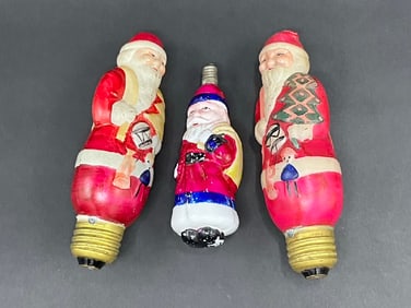 (3) Vintage Santa Lightbulbs