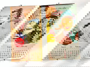 (2) Vintage 1957 & 1958 Coca Cola Calendars