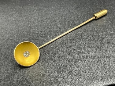 14K Yellow Gold Diamond Stick Pin