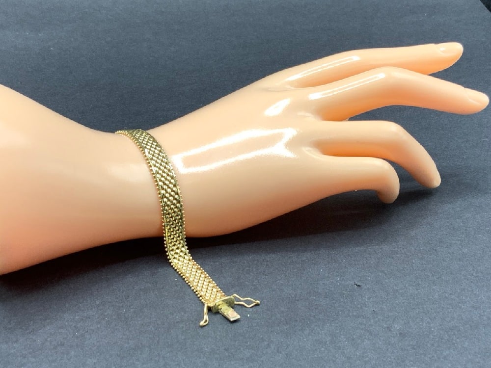 14K Yellow Gold Flat Weave Italian Bracelet (1 of 3)