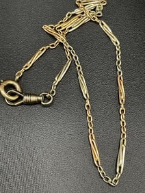 14K White and Yellow Gold Fob Chain, Dated 1916