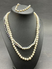 Four (4) 14K Gold Pearl Necklaces and Bracelet
