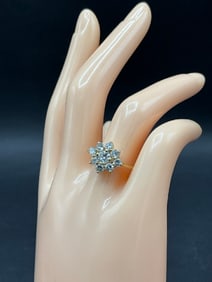 14K Yellow Gold Diamond Cluster Ring