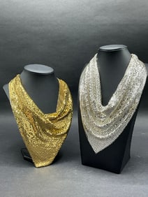 Two (2) Vintage Whiting and Davis Mesh Collar Necklaces