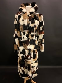Vintage Furmoste Korea Full Length Multi Color Rabbit Coat