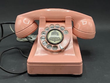 Vintage 1950's or 60's Pink Rotary Telephone