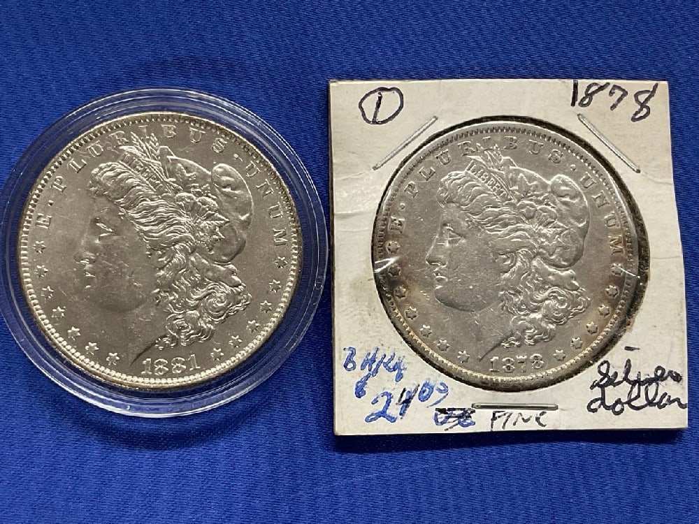 1878 and 1881 U.S. Morgan Silver Dollars (1 of 2)