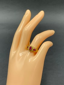 18K Yellow Gold Ruby and Diamond Ring