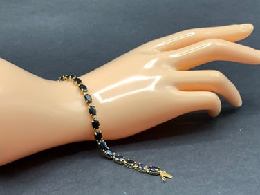 14K Yellow Gold Blue Sapphire Bracelet