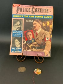 WW2 German Police Badge Anti-Hitler Propaganda Pin & The National Police Gazette