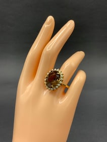 14K Smokey Topaz and Pearl Cocktail Ring