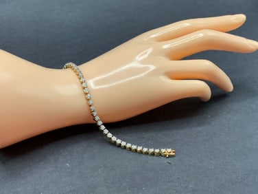 14K Yellow Gold Diamond Tennis Bracelet