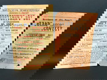 Two Vintage Monticello NY Broadsides / Marciano vs. Charles Boxing Match