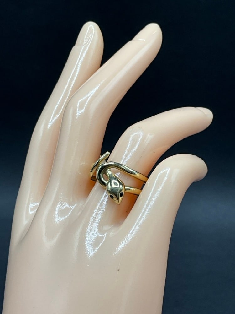 14K Yellow Gold Snake Ring With Blue Sapphires (1 of 3)