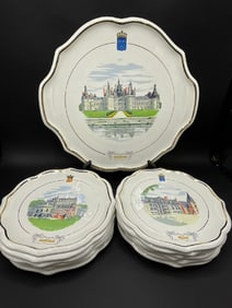 Gien Faiencerie Porcelain Plates & Platter