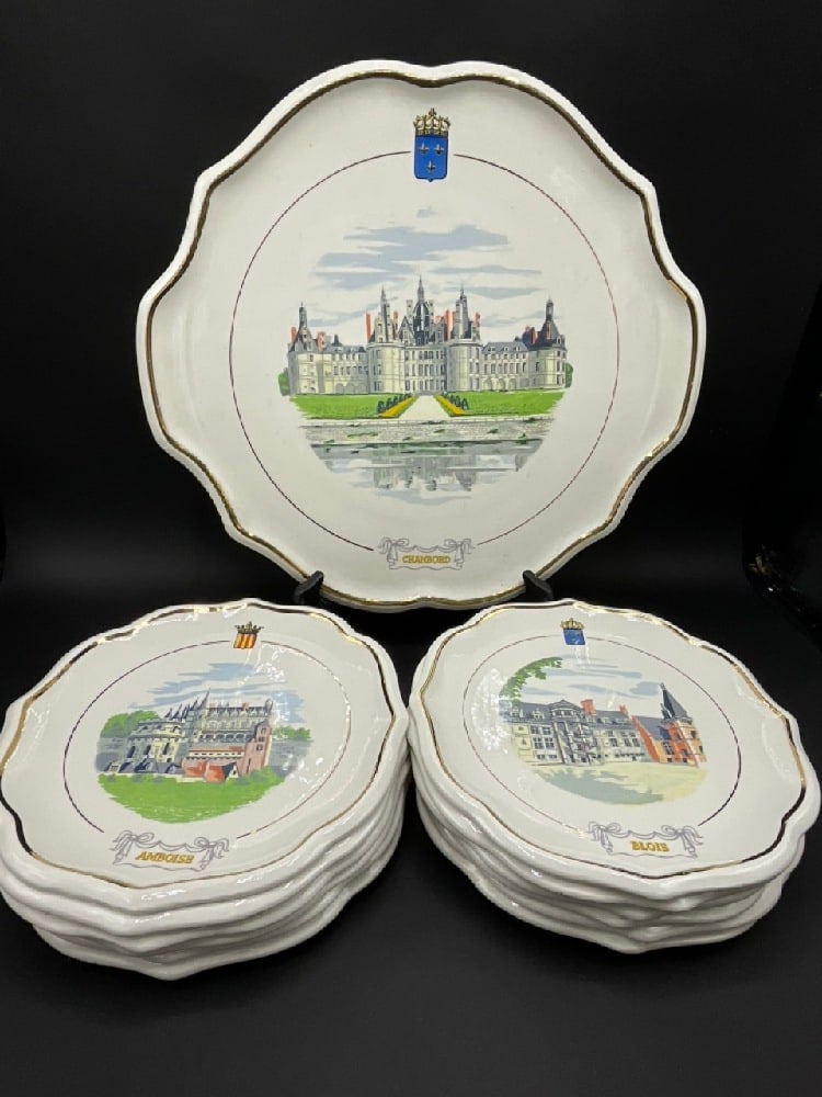 Gien Faiencerie Porcelain Plates & Platter