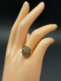 14K Yellow Gold Diamond Spinner Ring