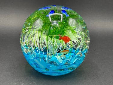 Large Murano Glass Aquarium Sea Life Paperweight