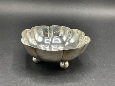 JGP Mexican Sterling Silver Scalloped Footed Dish