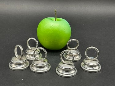 Six (6) Cartier Sterling Silver Weighted Place Card Holders