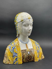 Angelo Minghetti, Bolognia Signed Majolica Bust
