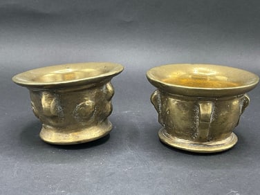 Two (2) Solid Brass Mortar Bowls