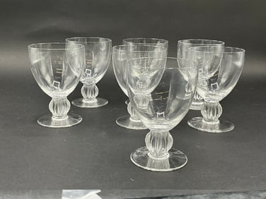 Seven (7) Piece Lalique Alger Crystal Stemware