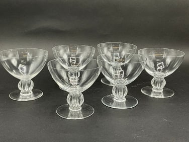 Six (6) Piece Lalique Alger Crystal Stemware