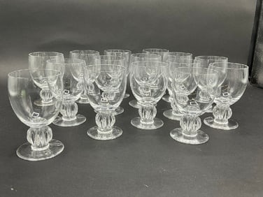 Fifteen (15) Piece Lalique Alger Crystal Stemware
