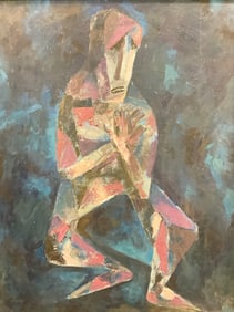 Cubist Oil on Canvas of Male Figure