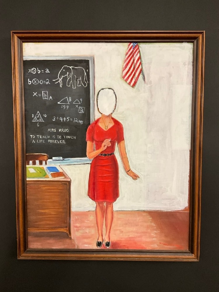 Murray "Schwimmer" Papell (American, 1926-2011) Mrs. Krug: Murray "Schwimmer" Papell (American, 1924-2017) Oil on Canvas.Dimensions: 29 1/4” x 23 1/4 and 32 1/4” x 26 1/4”framed. Murray "Schwimmer" Papell (American, b. 1924-2017) Native to F