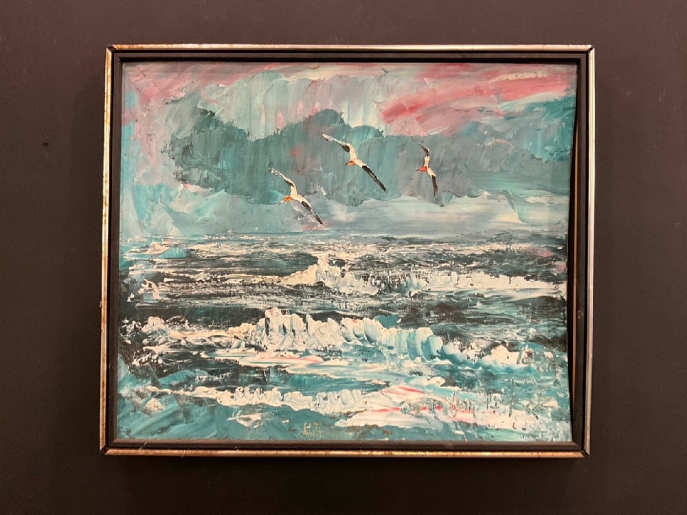 Morris Katz (Polish/ American, 1932-2010) 1987 Seagulls: Morris Katz (Polish/ American, 1932-2010)Oil on board. Condition: Warped board. Dimensions: 19 1/2” x 23 1/2” and 21 1/4” x 25 1/4”.