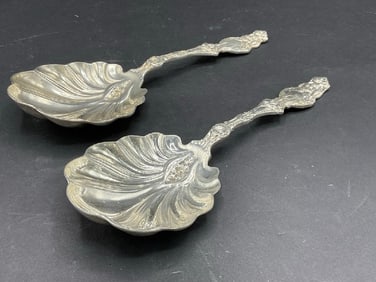 Two (2) Sterling Silver Scalloped Serving Spoons